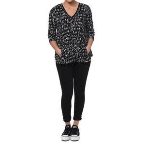NEW TULIP CLOTHING willa blouse in black alphabet